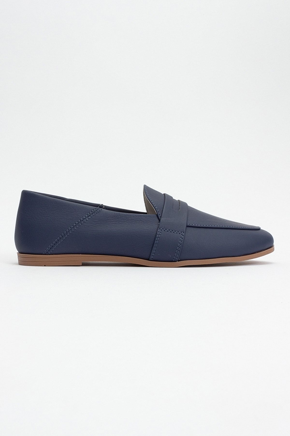 لوفر آبی زنانه F05 Blue Skin Leaine چرمی کفش صاف luvishoes