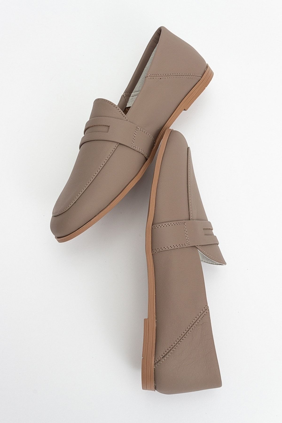 لوفر خاکستری زنانه F05 Sone Skin چرمی Flat luvishoes