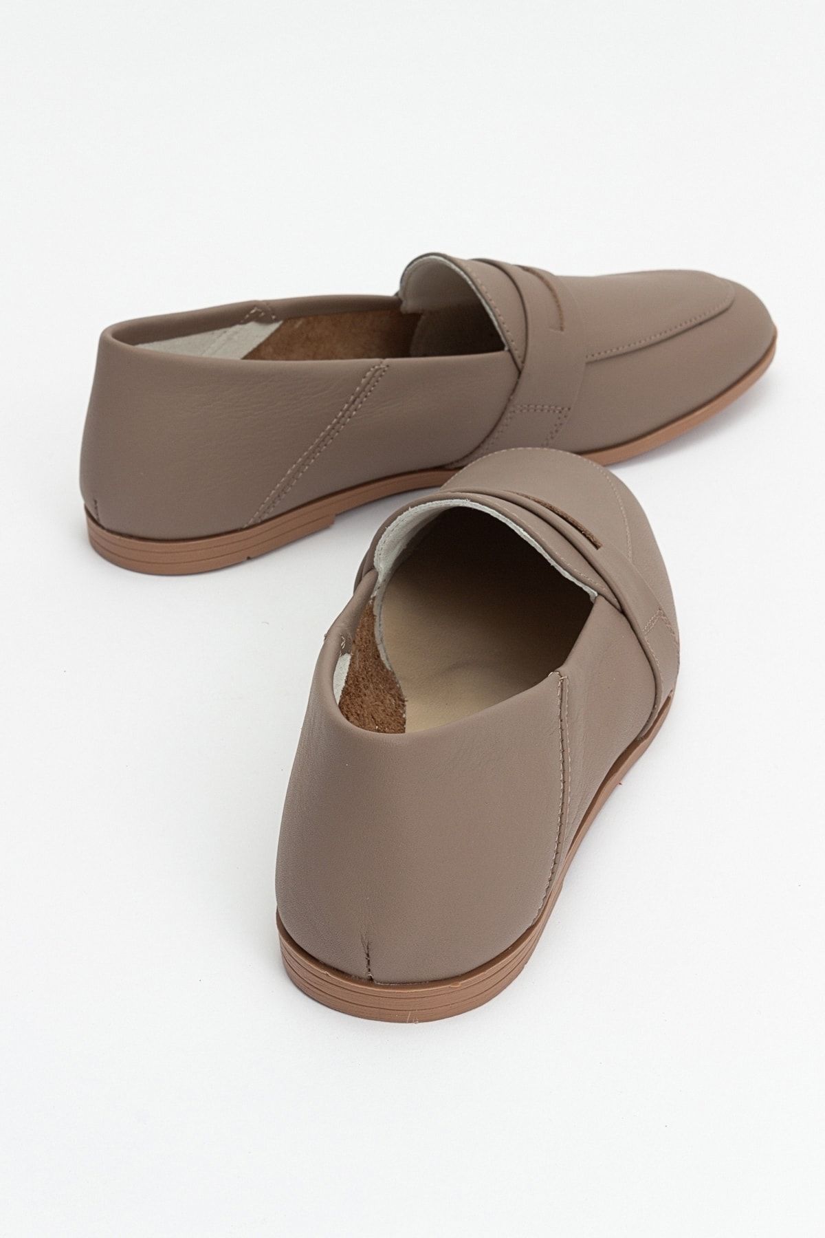لوفر خاکستری زنانه F05 Sone Skin چرمی Flat luvishoes