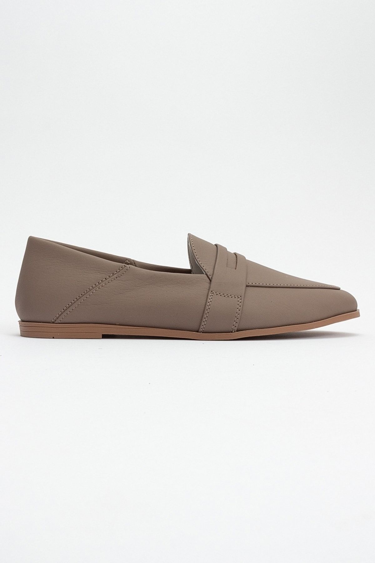 لوفر خاکستری زنانه F05 Sone Skin چرمی Flat luvishoes