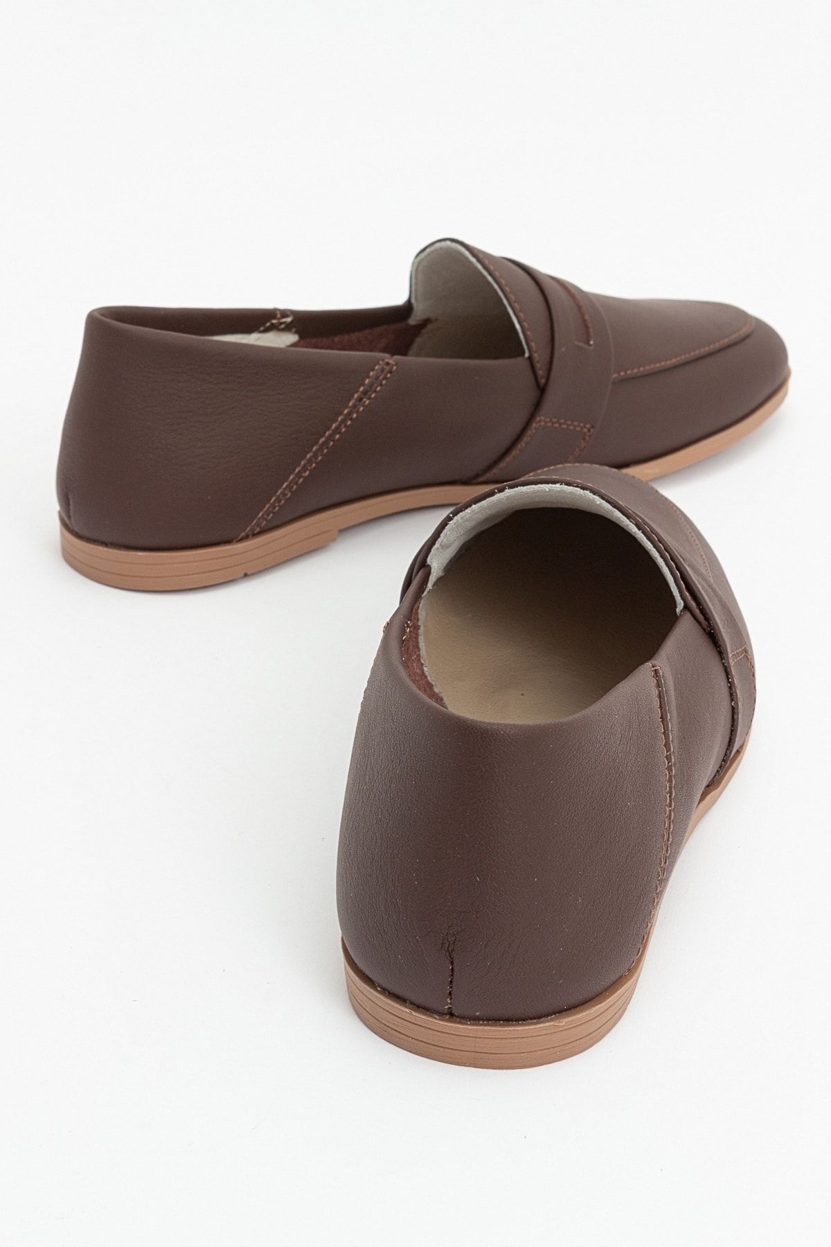 لوفر چند رنگ زنانه پوست قهوه F05 کفش های صاف چرمی واقعی luvishoes