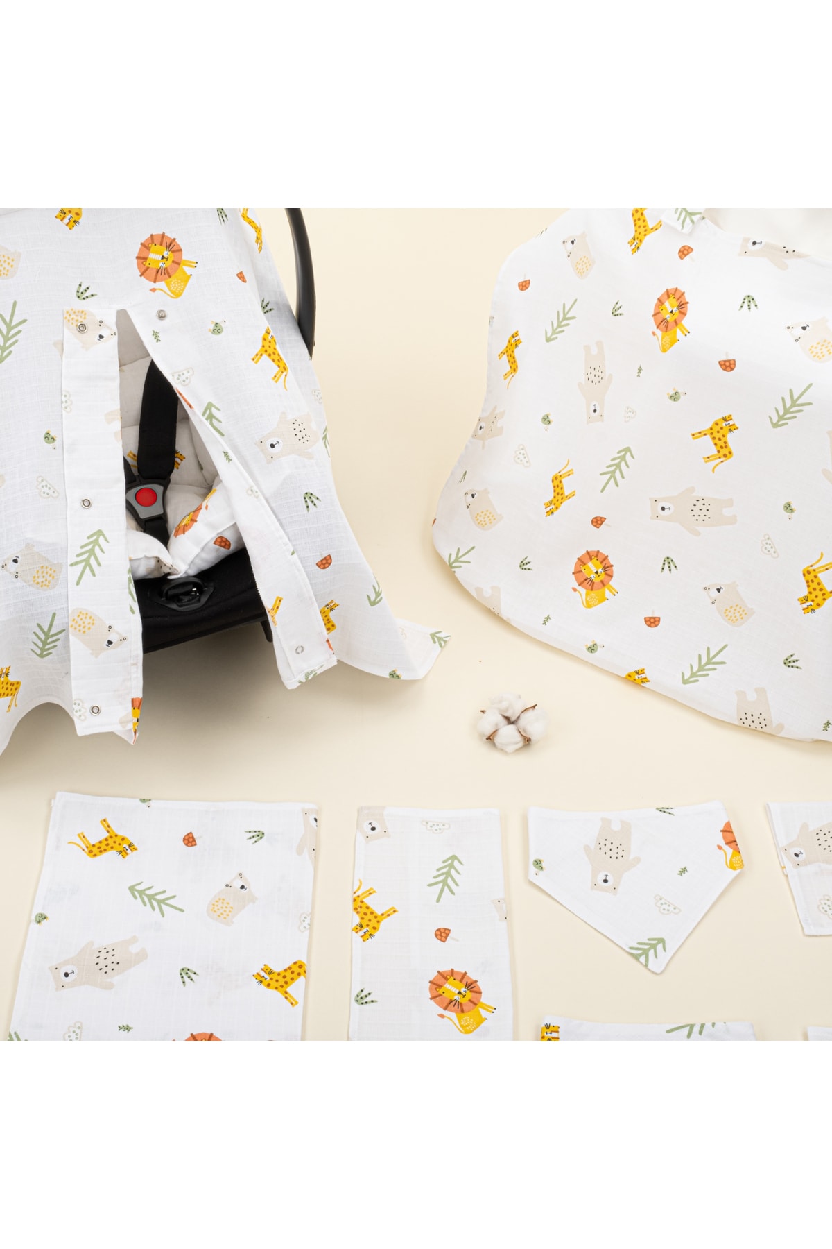 Yunikobaby 9 Parça Set - Aslan - Puset Seti,Müslin Örtü,Önlük Mendil Set,Emzirme Önlüğü fotoğrafı 4 (önizleme)