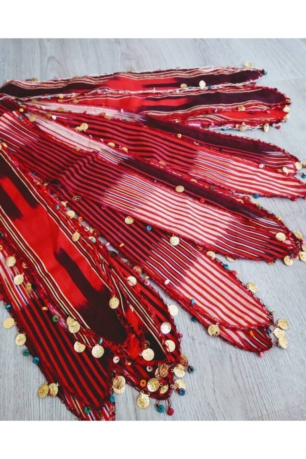 Keşan Karadeniz Yöresel Bez Nazarlık Sarı Lira Süslemeli Kırmızı 10 Adet
