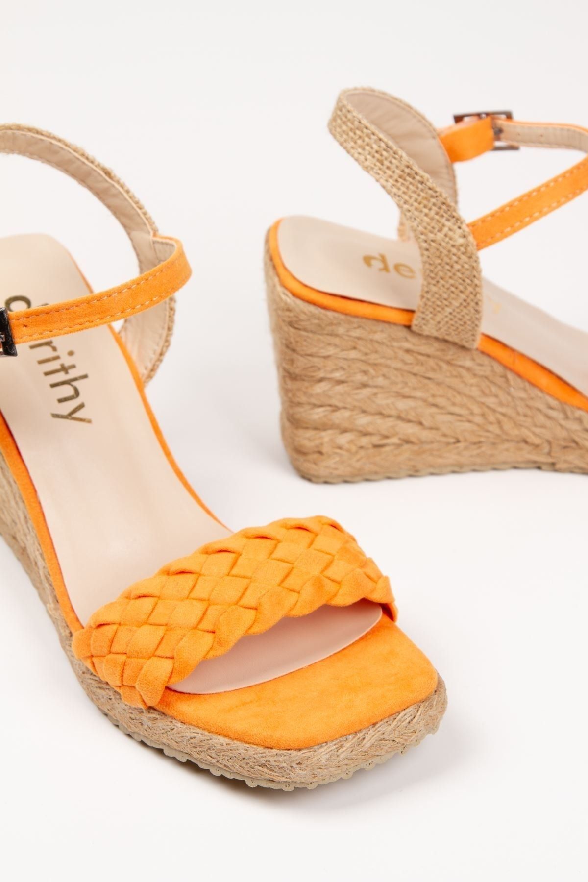 derithy-حذاء صندل صيفي بكعب عريض ملفوف حصريًا من Wicker Jut -dsr0303-orange 3