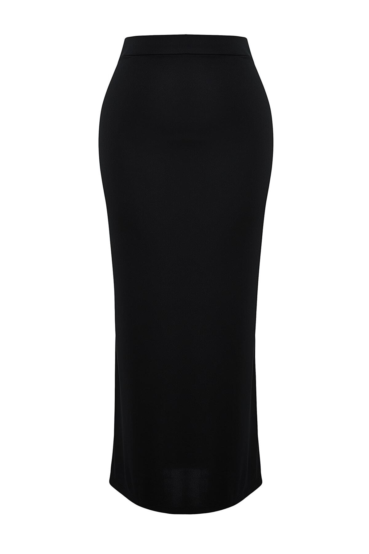 Trendyolmilla  Siyah Maxi Yüksek Bel Esnek Örme Etek TWOSS23ET00372 - Görsel 6