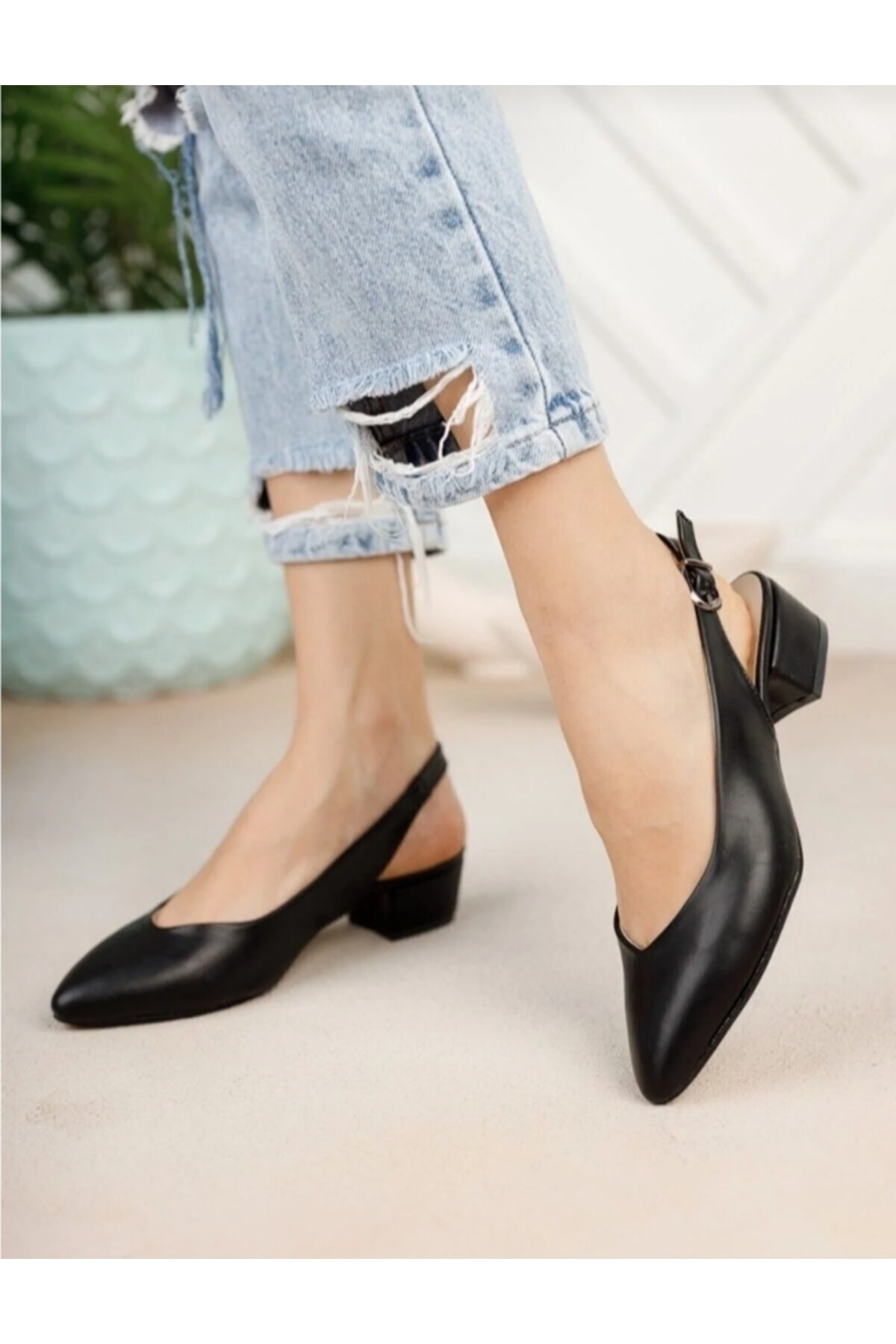 3 Cm Heel Open Back Stiletto