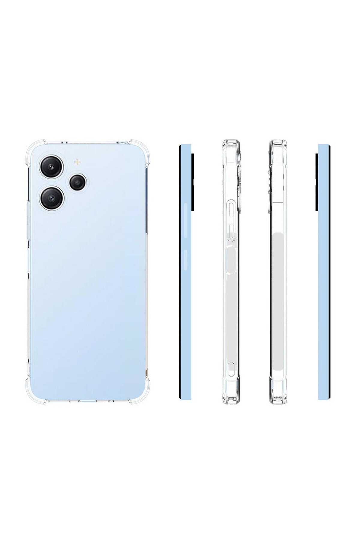 Xiaomi Redmi 12 Kapak Kamera Korumalı Airbag Antishock Köşe Korumalı Şeffaf Silikon Kılıf