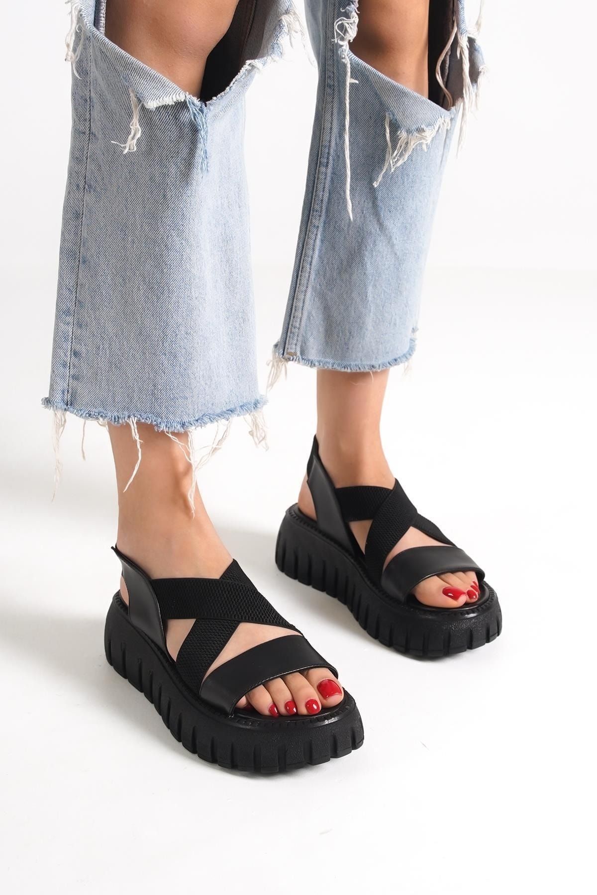 Rubber sole best sale platform sandals