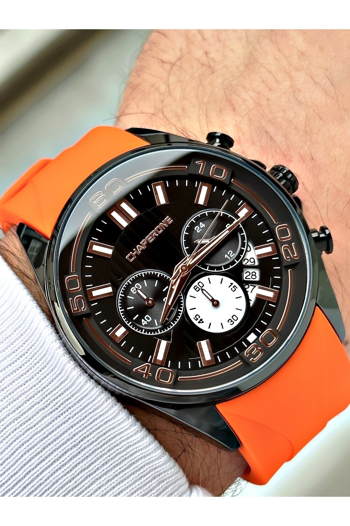 Orange Color Silicone Band Sport Men Wrist Watch Bracelet Gift By Reward