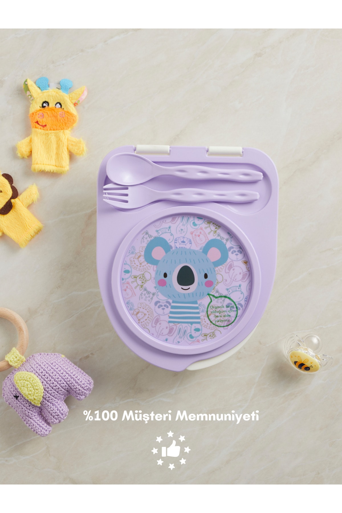 Flybee Gezgin Çocuk Taşınabilir Beslenme Kabı, Bebek Mama Kabı, Çatal & Kaşık Seti - Koala fotoğrafı 3 (önizleme)