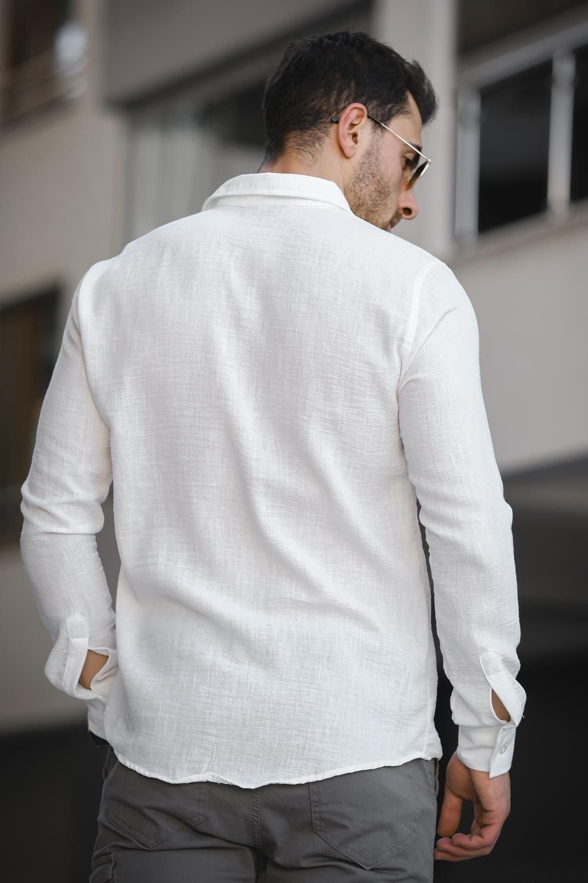 Oksit-Ανδρικό πουκάμισο Zanio Slim Fit Half Patch γιακά 4