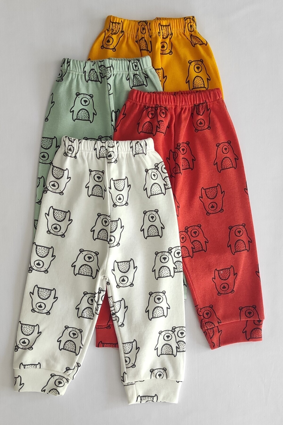 [4 Adet Unisex Renkli %100 Pamuk Organik Bebek Tek Alt Seti Bebek Pijama Altı Bebek Alt Giyim]