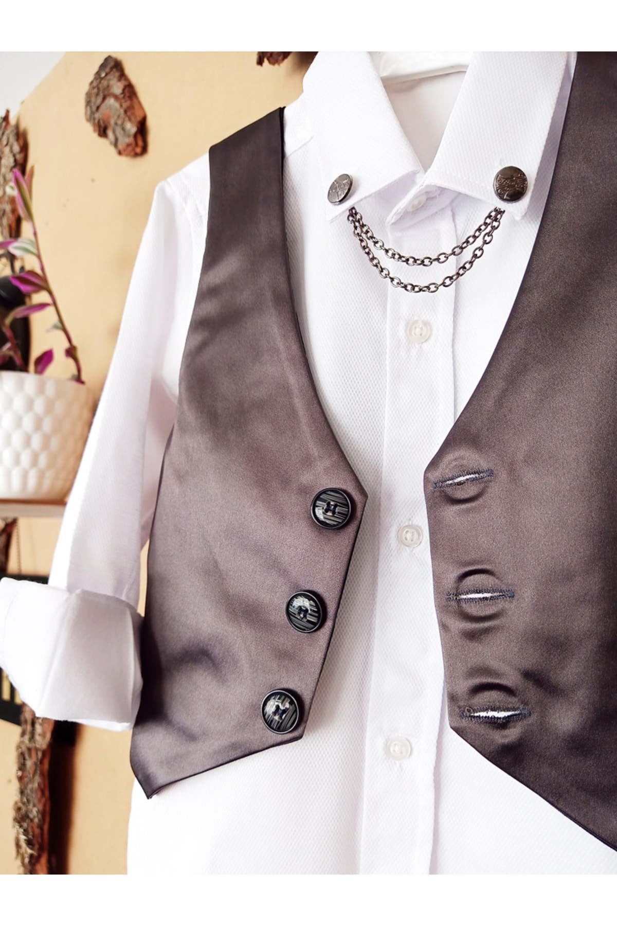 گالاند جلیقه بچه‌گانه تابستانی فصلی، ساتن دودی، آستر نازک و نرم، دخترانه، پسرانه، یونیسکس، برش کلاسیک