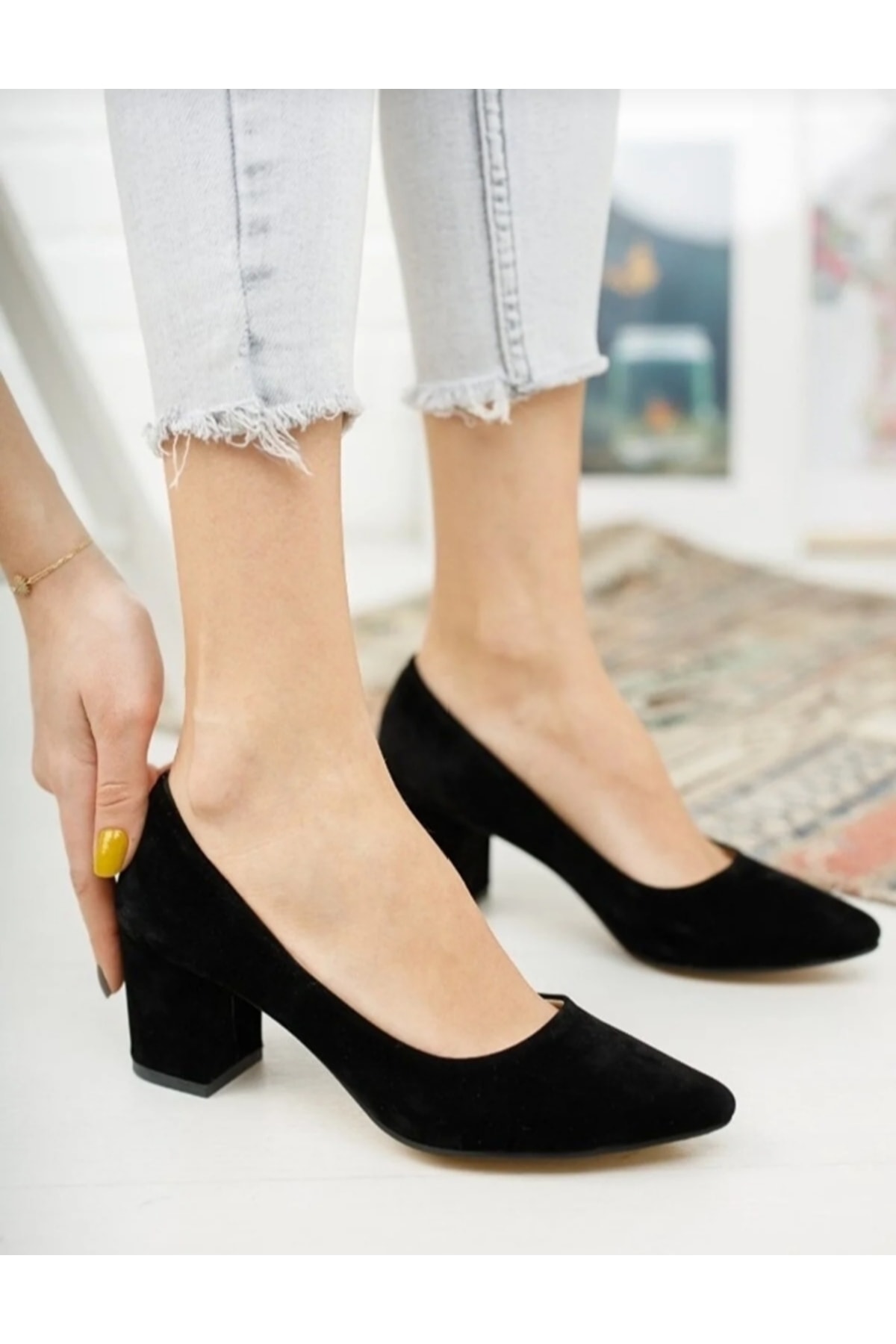 Yaseminin papuçları Kova Model Kısa Topuklu Stiletto