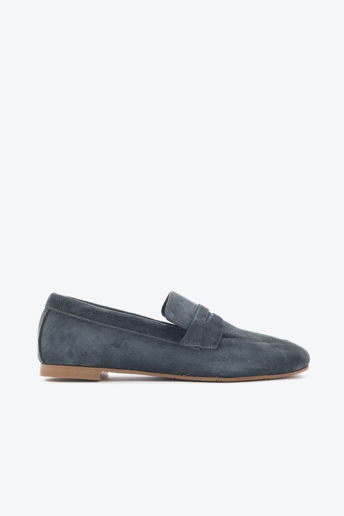 لوفر آبی زنانه کفش های Loafer چرمی Navy luvishoes