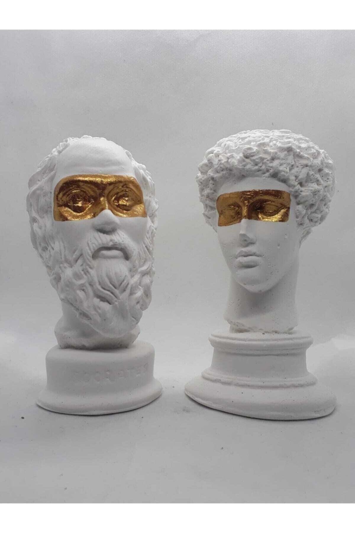 Hermes + Socrates Statue Bust Trinket 2pcs