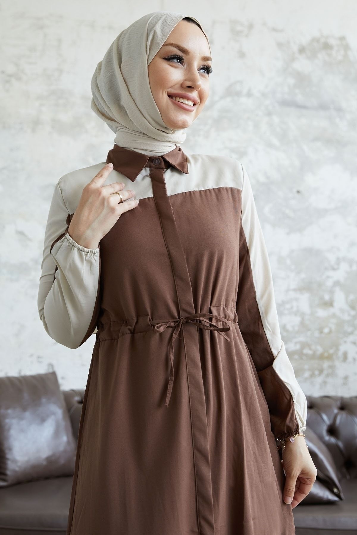 InStyle-Malinda Hemdkragenkleid – Braun 3