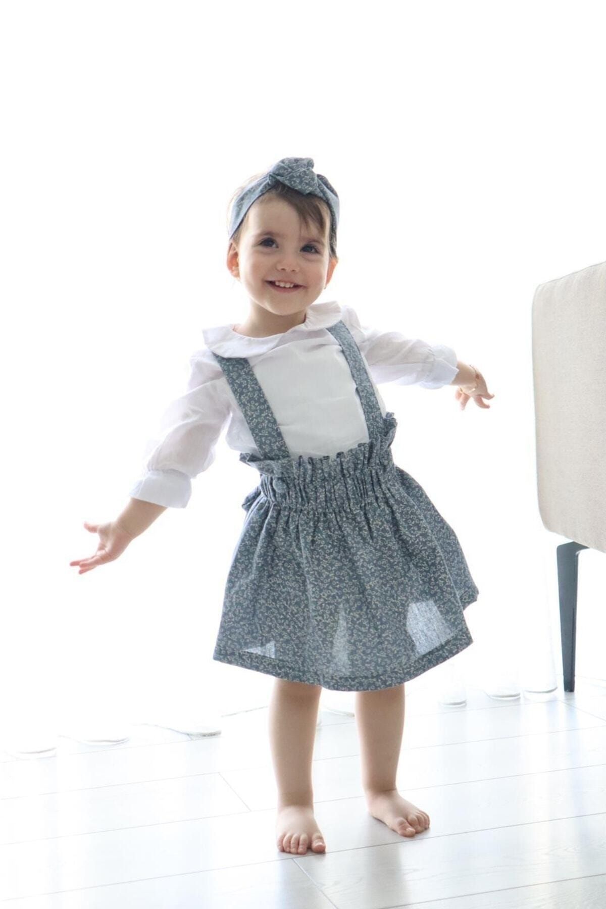 Poplinkids Çiçekli Slopet Elbise Ve Keten Gömlek 109