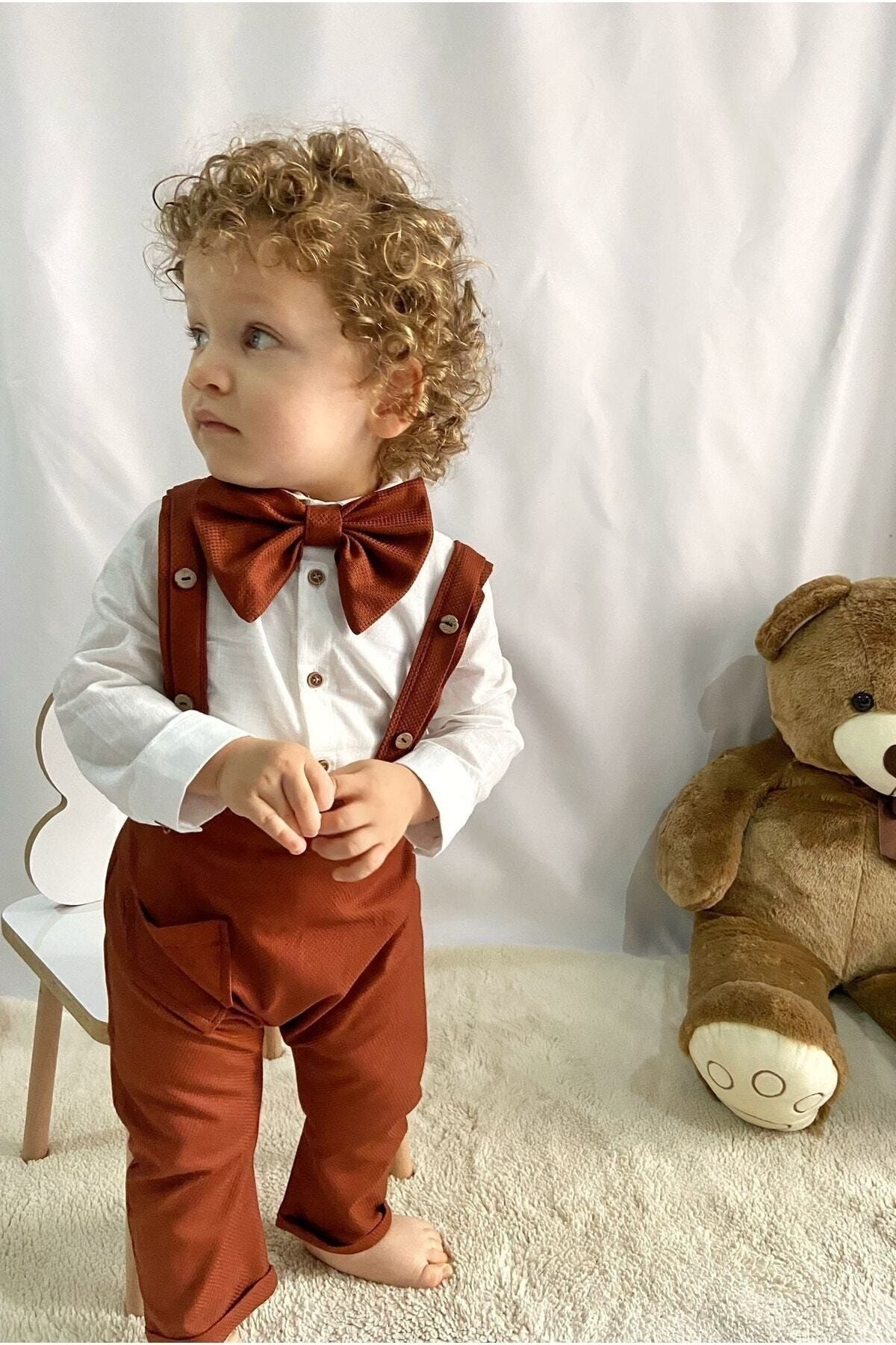 Poplinkids Kiremit Rengi Salopet Takım 116