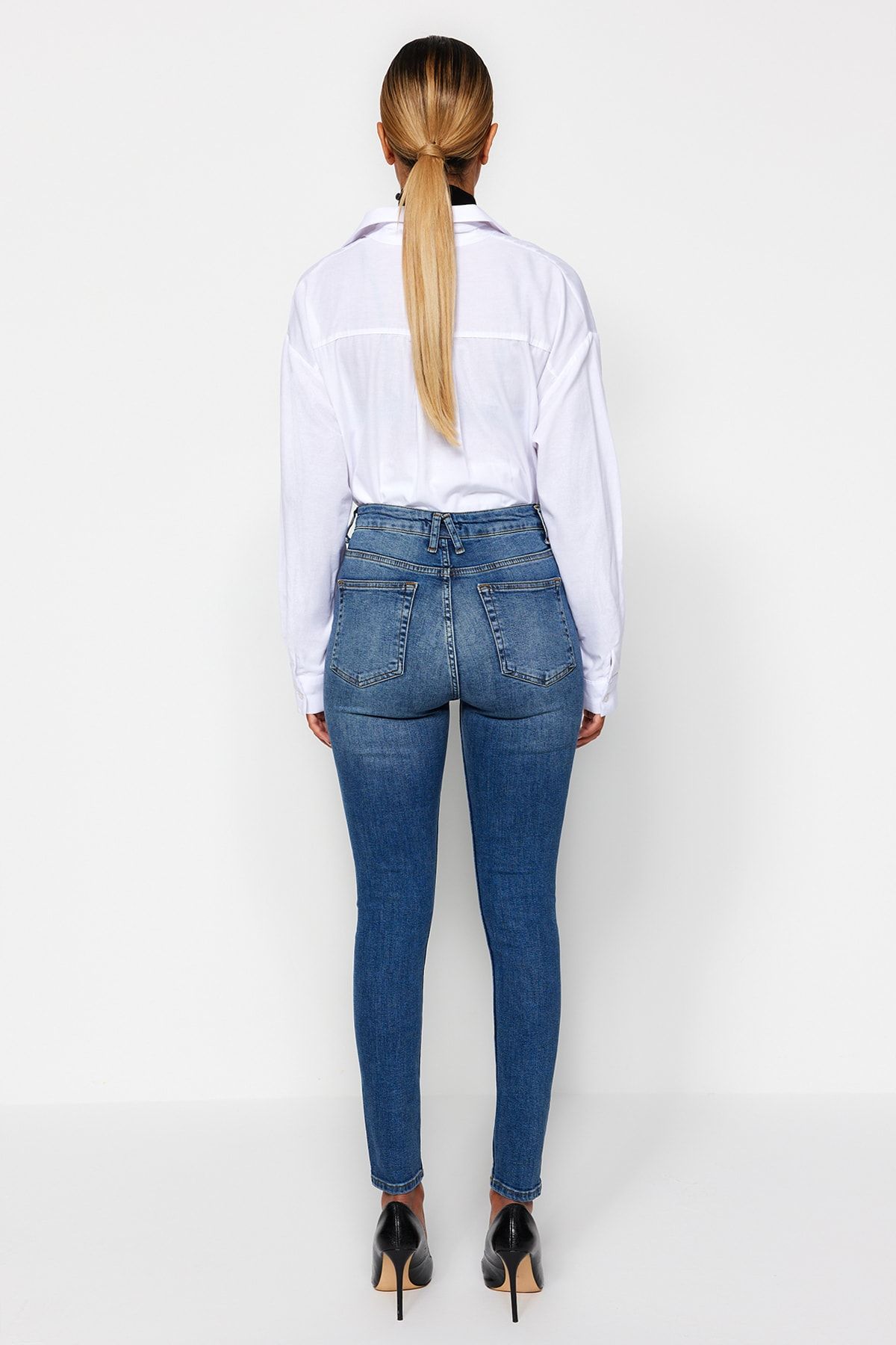 Trendyol Collection-Modré úzké džíny s normálním pasem TWOAW24JE00067 5