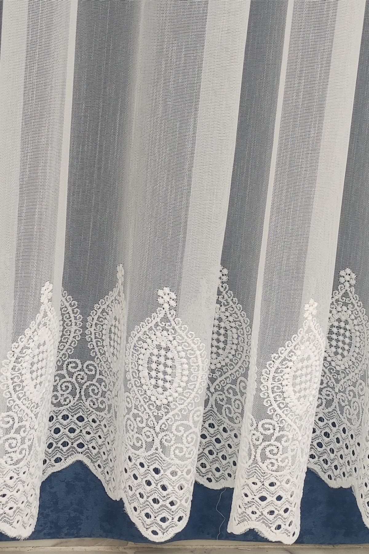 evihtiyaclarim by IOC-Linen Look Floor Does Not Require Ironing New Season Plain Skirt Embroidered 1x2 Sparsely Pleated Tulle Curtain 6