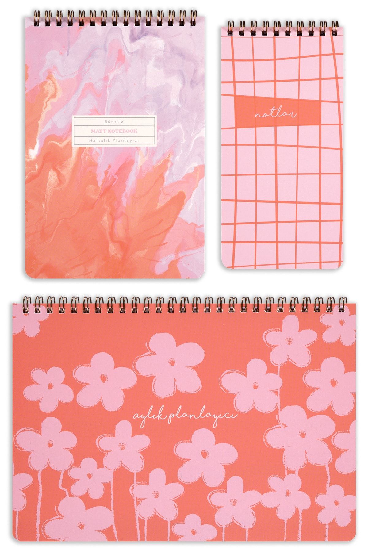 Matt Notebook-Spiral Desktop Planner Set of 3 5