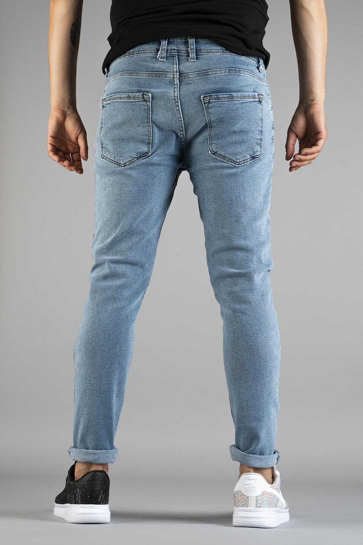 bombe-Pánské Slim Fit Úzký střih Džíny Kalhoty Ledově modré 4