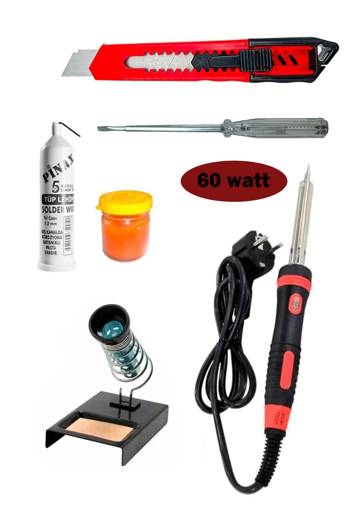 MOONSHOP 60w Lehim Makinesi Kalem Havya Leyim Tel Pasta Stand Tam Set Falçata