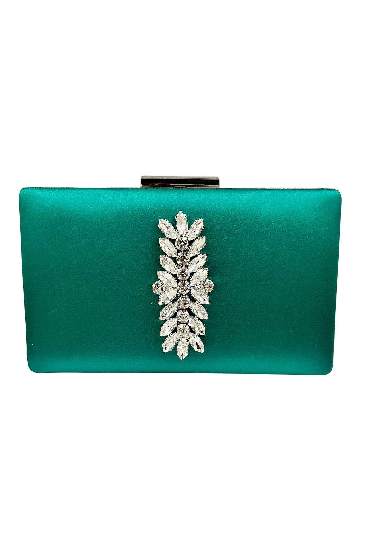 Biçanta Culoare Verde Satin Cu Carcasă Argintie Piatra Argintie Geanta Rochie De Seara Geanta De Seara Portofoliu De Logodna Nunta Femeie - One Size