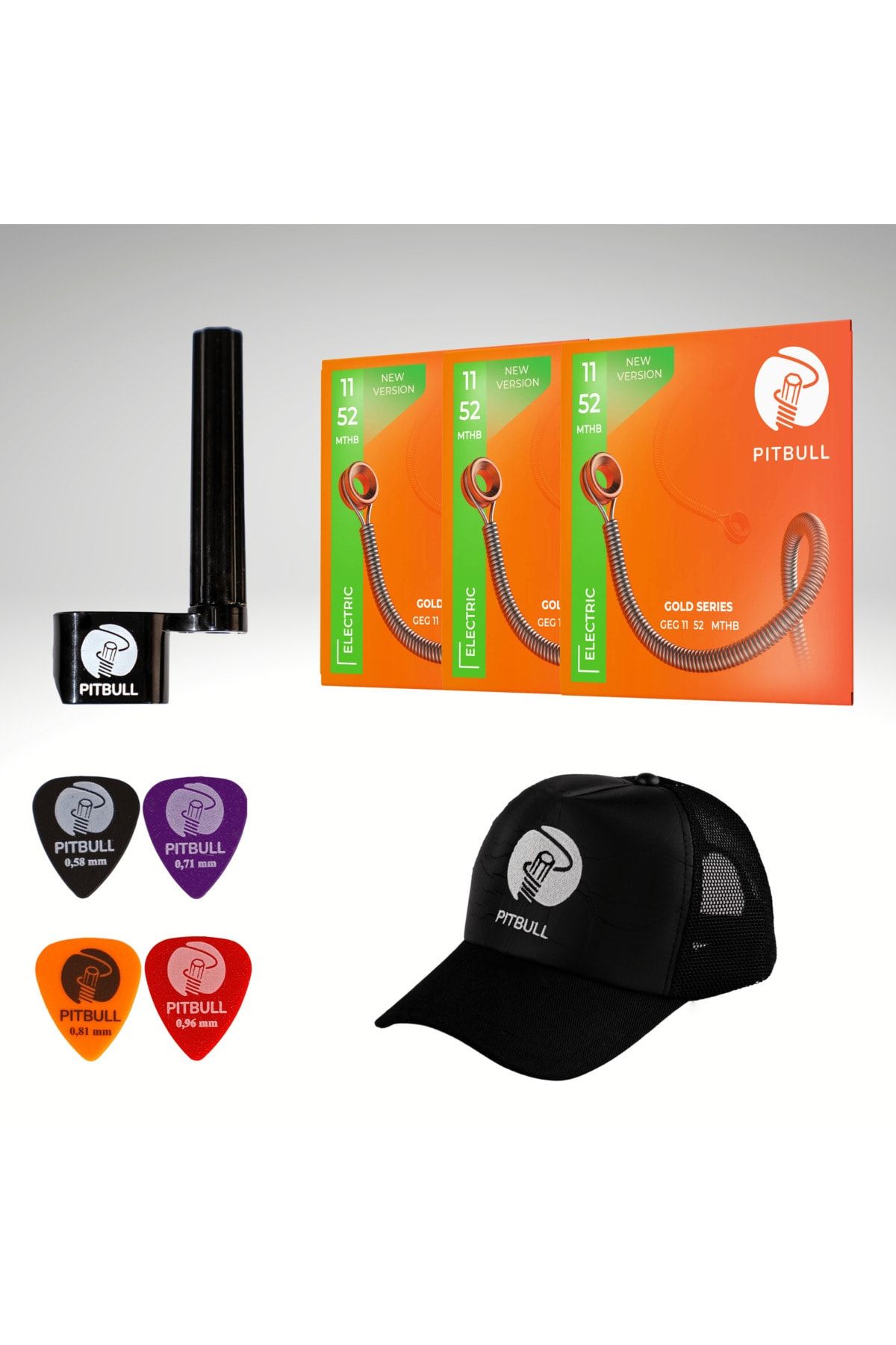 Pitbull Strings-Gold Series Electric Guitar String Set of 3 (WIRE WRAPPER 4 CENA HAT) Geg 11-52 Mthb 3p Ssc 1
