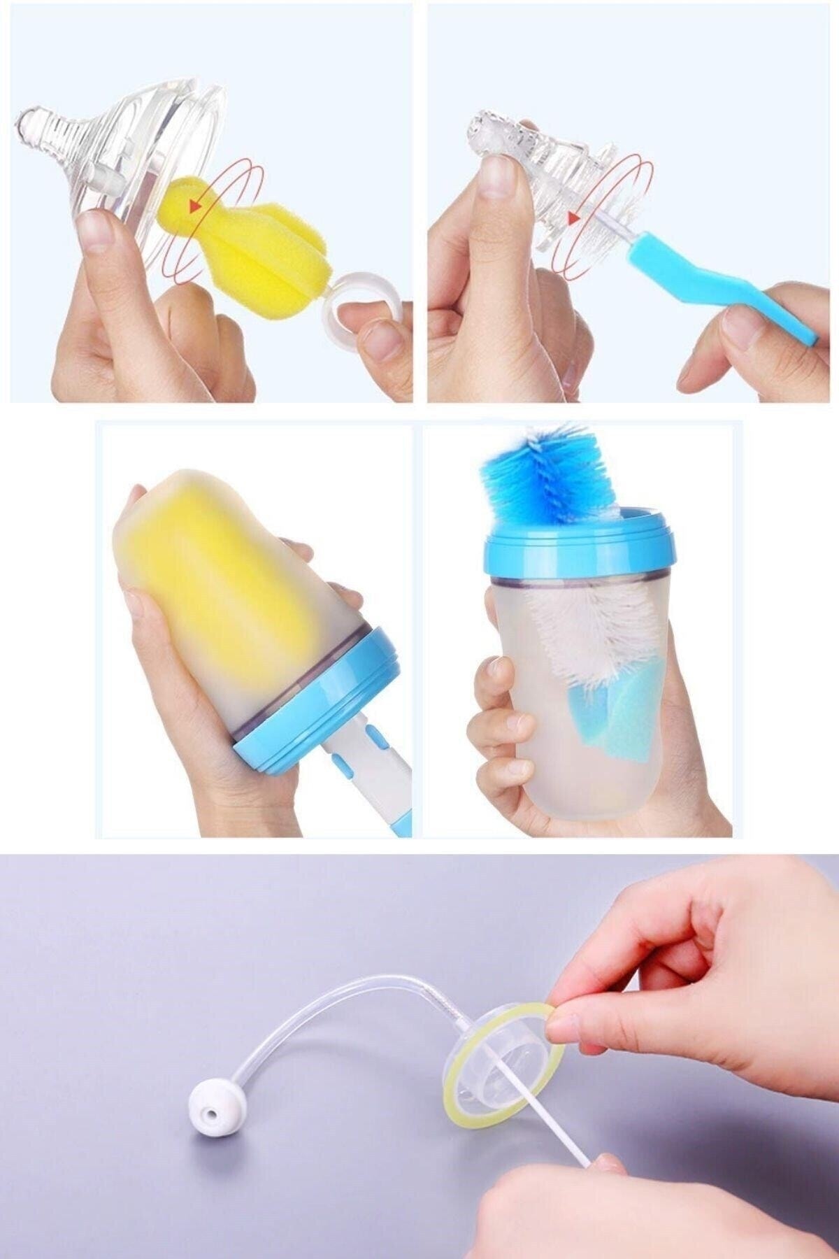 Buffer 7 Parça Biberon Uzun Kavanoz Termos Suluk Sürahi Yağ Şişe Içi Temizleme Fırçası Aparatı Seti fotoğrafı 4 (önizleme)