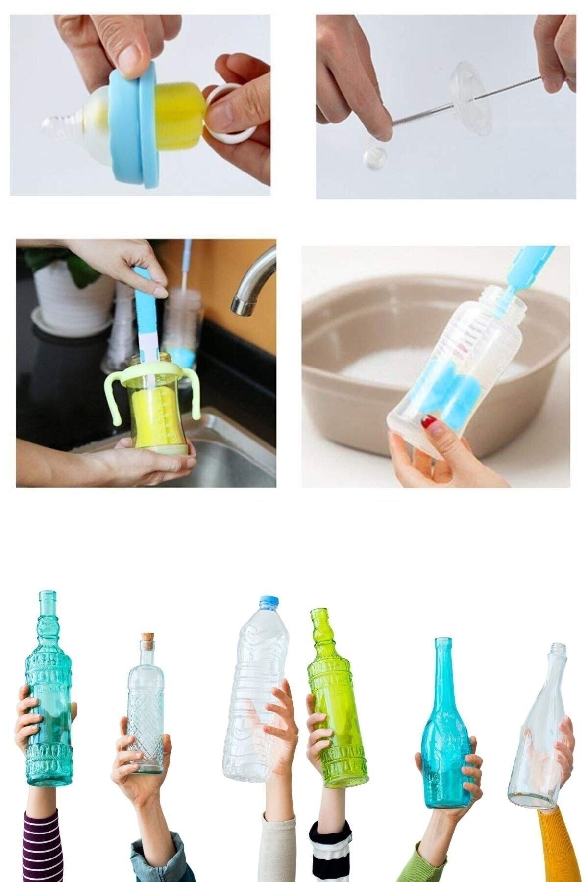 Buffer 7 Parça Biberon Uzun Kavanoz Termos Suluk Sürahi Yağ Şişe Içi Temizleme Fırçası Aparatı Seti fotoğrafı 6 (önizleme)