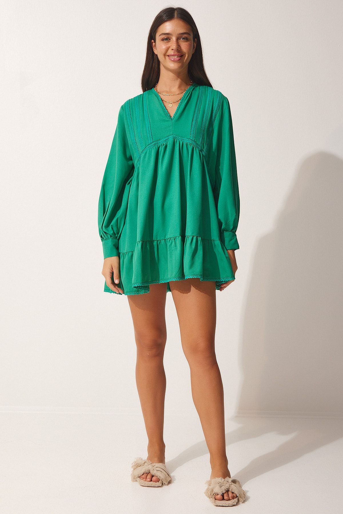 Dark green sales tunic dress