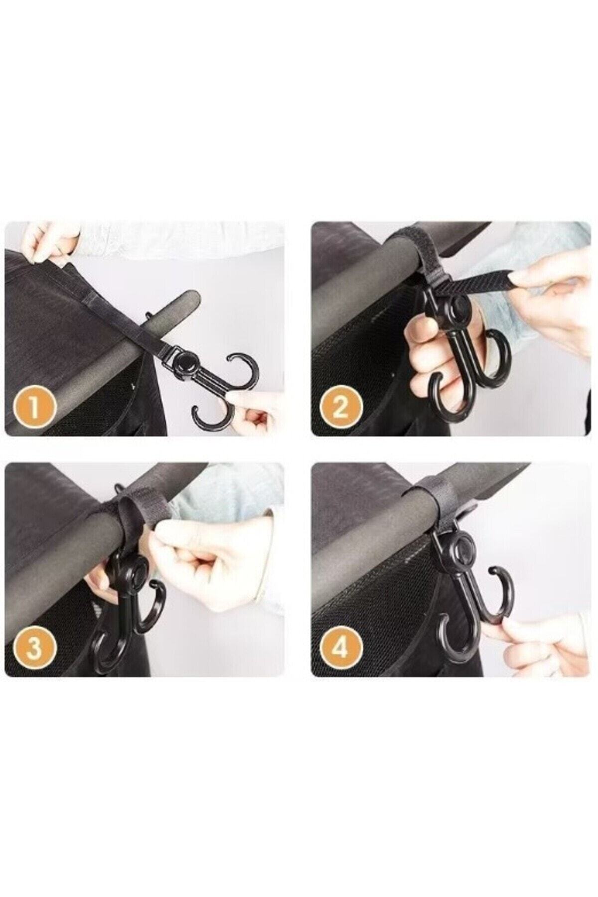 SARFEX Bisiklet ve Bebek Arabası 2 Kancalı Cırtlı Askı Poşet Çanta Askısı fotoğrafı 2 (önizleme)