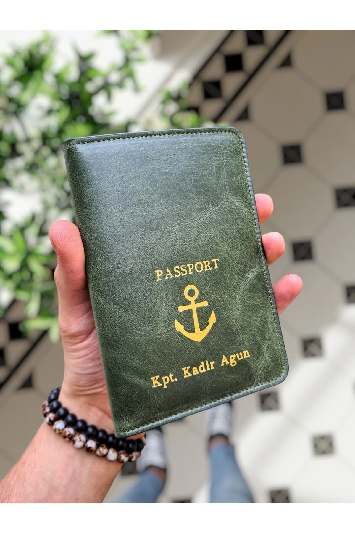 کیف پول  YEŞİL  çapa  / passport/sarı yaldızlı