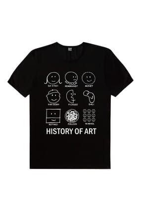 Sanat Tarihi Siyah Kısa Kollu Tişört 1M1BM048AS