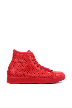 Hakiki Deri Kırmızı Kadın Sneaker 104-3049-11473