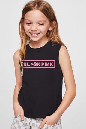 Blackpink Pac Siyah Kesik Kol | Kolsuz Kız Erkek Uniseks Çocuk T-shirt | Atlet 1M1SG165FS