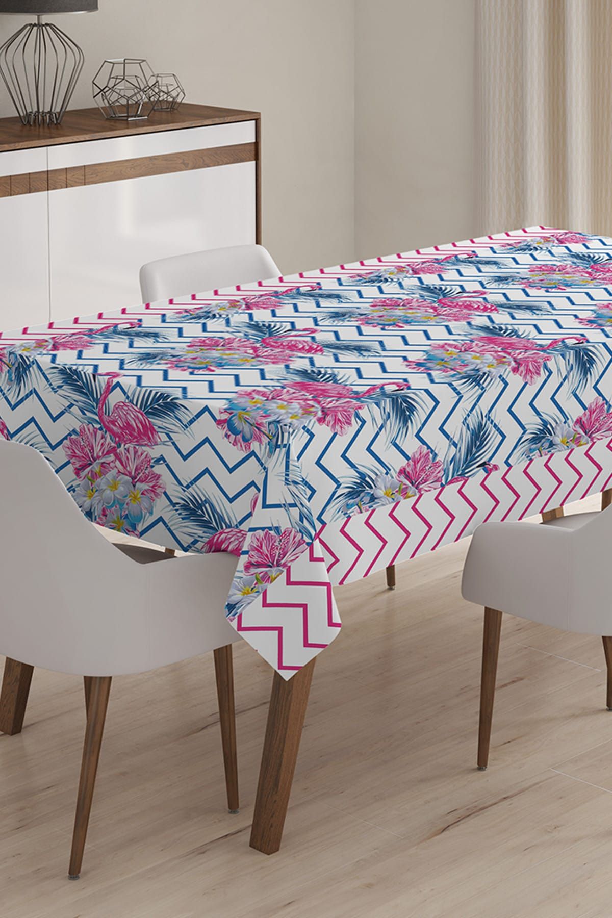 Realhomes-Flower Patterned Digital Printed 3D Tablecloth - 120 x 140 cm 1
