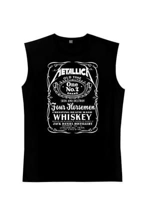 Metallica Jack Logo Siyah Kesik Kol | Kolsuz Erkek T-shirt | Atlet 1M1SM091AS