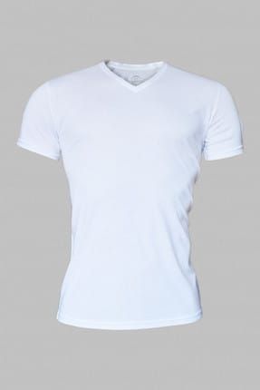 Beyaz Erkek V Yaka Yaz Serinliği Tişört 085