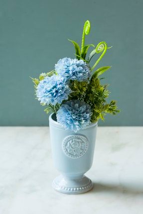 Mavi Porselen Saksılı Gardenya ( Yapay Çiçek ) PRA-496756-2310