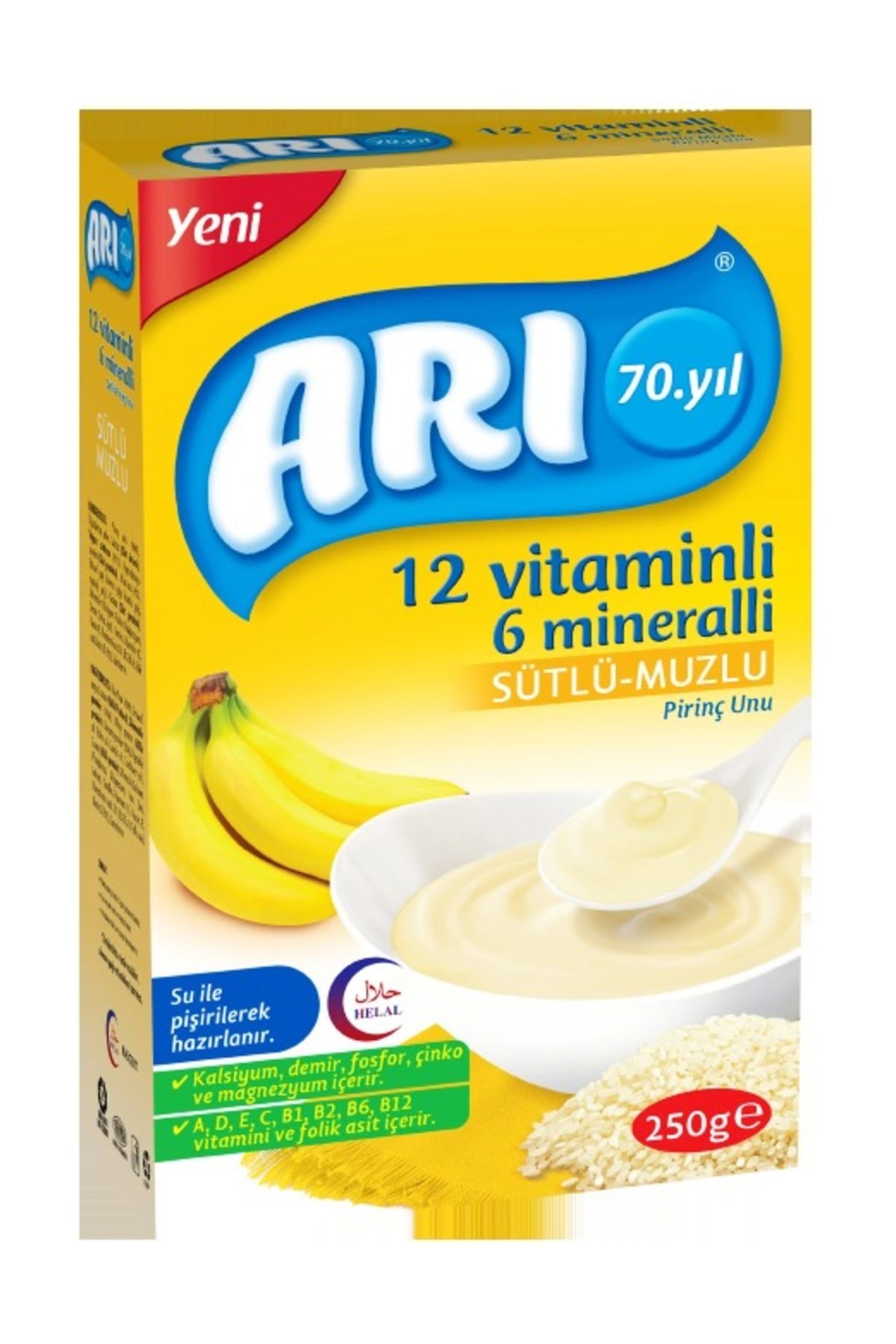 Arı Mama Sütlü Muzlu Pirinç Unu 250 Gr 3'lü Set fotoğrafı 2 (önizleme)