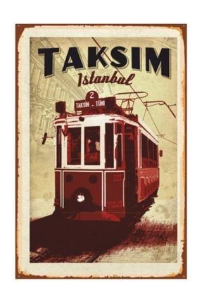 Istanbul Taksim Retro Vintage Ahşap Poster 2030114