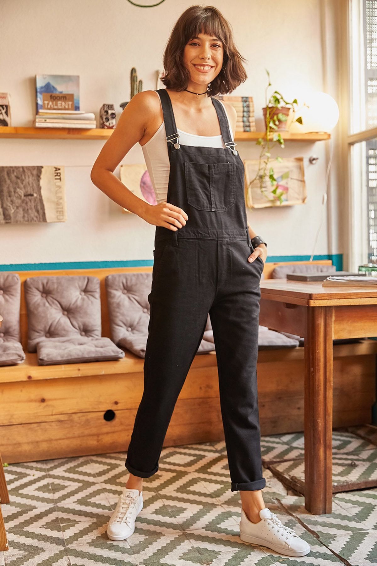 Olalook-Schwarzes Damen-Jeans-Salopet „Gardener“ SLP-19000032 3