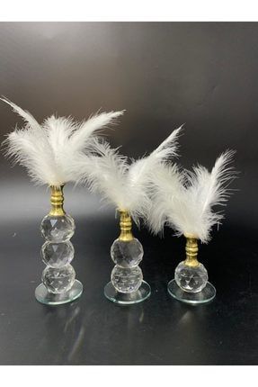 Üç Adet Beyaz Tüylü Kristal Gold KT150
