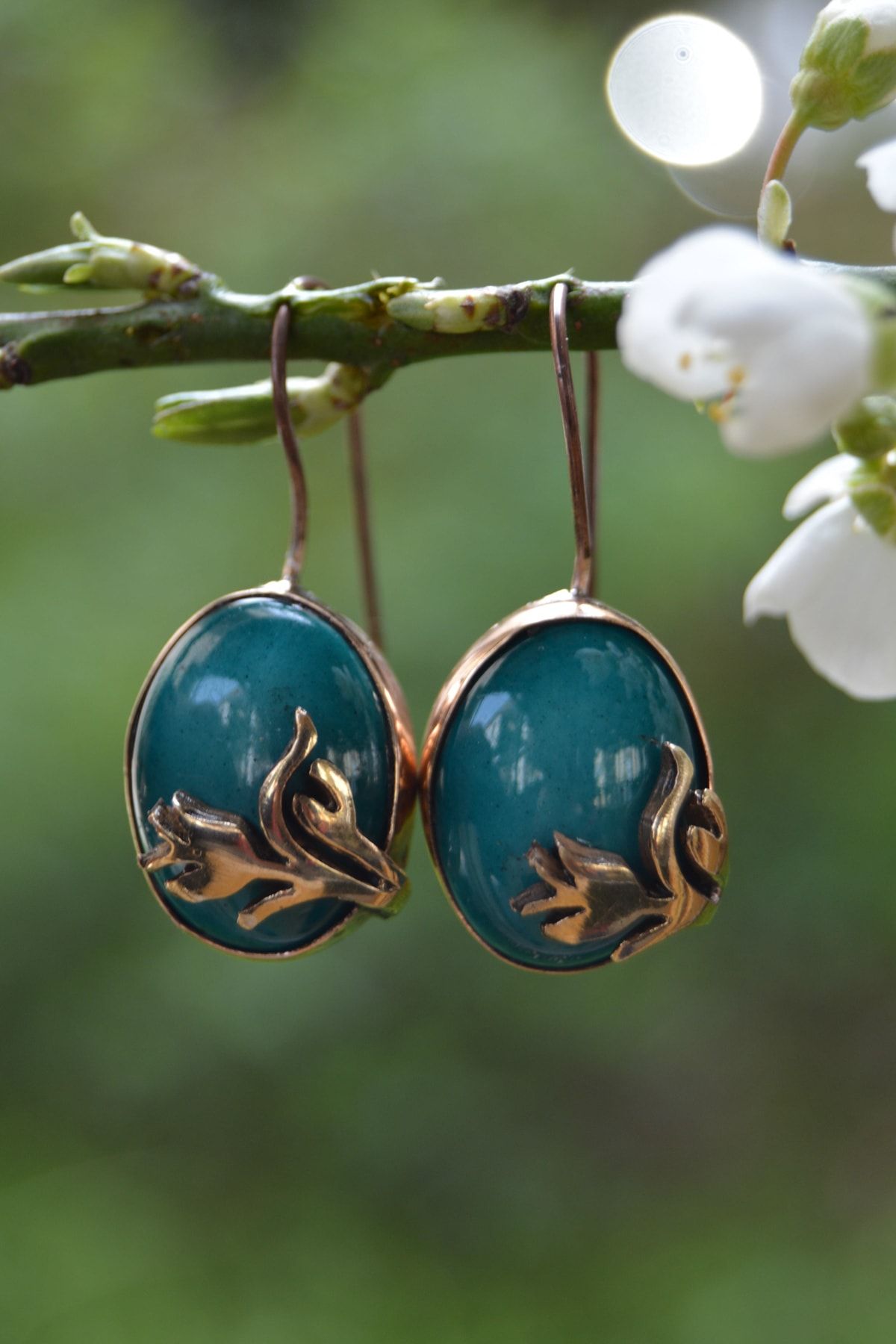 Stoneage-Handmade Turquoise Tile Earrings 2