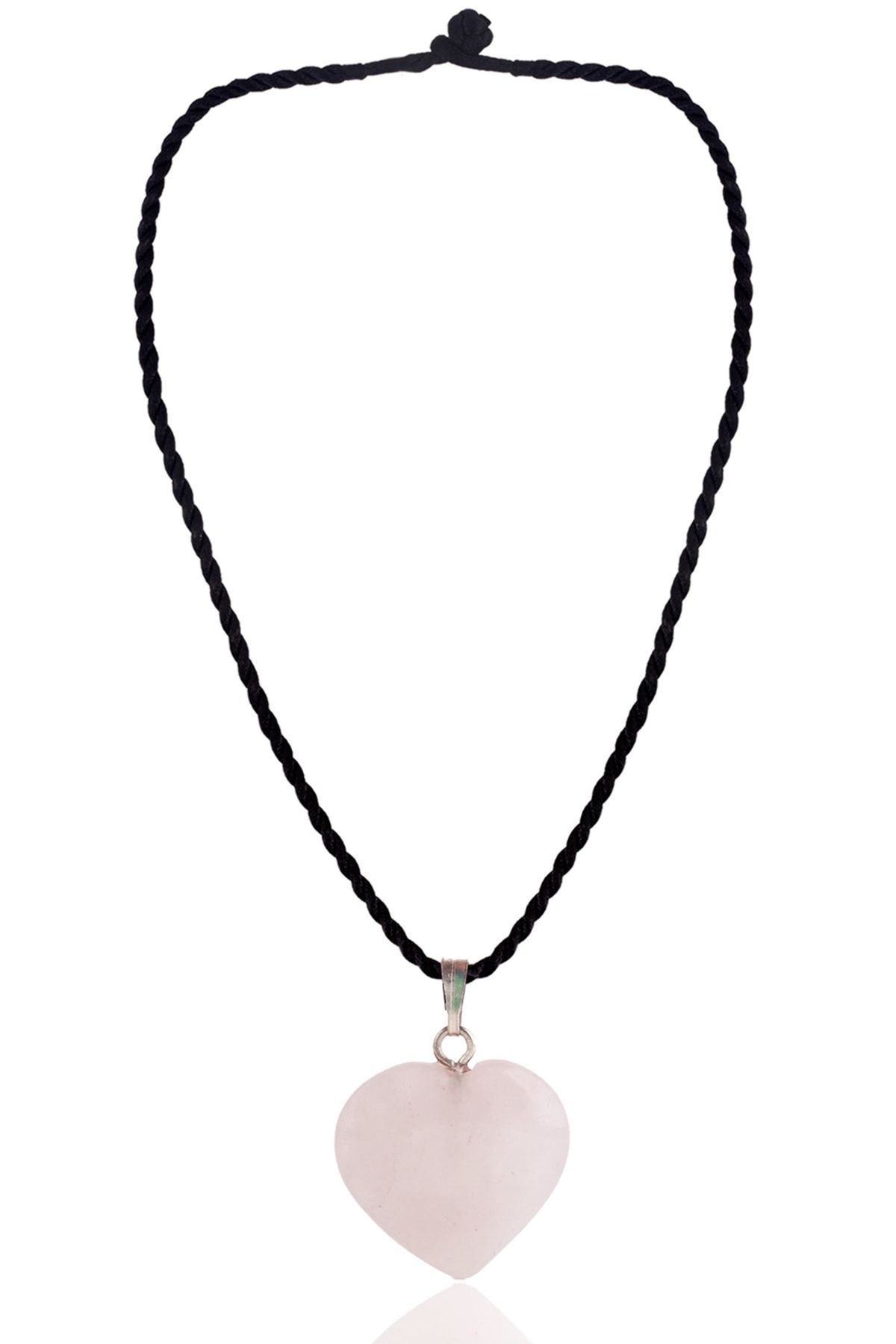 Stoneage-Pink Quartz Natural Stone Love Heart Ladies Necklace 2