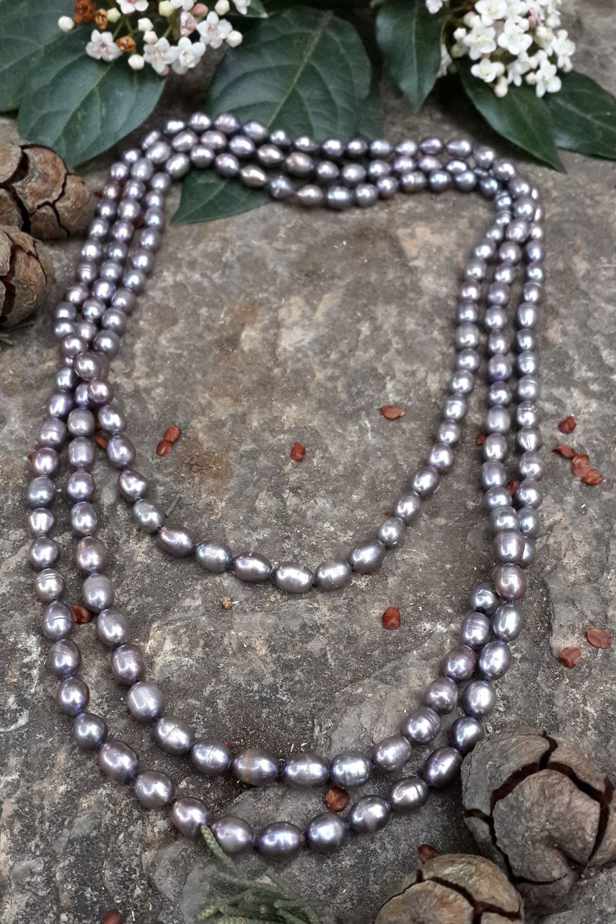 Gray top pearl jewelry