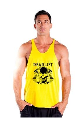 Dead Lift Skull Fitness Gym Tank Top Sporcu Atleti [sarı] GPWDDLFTSKSR